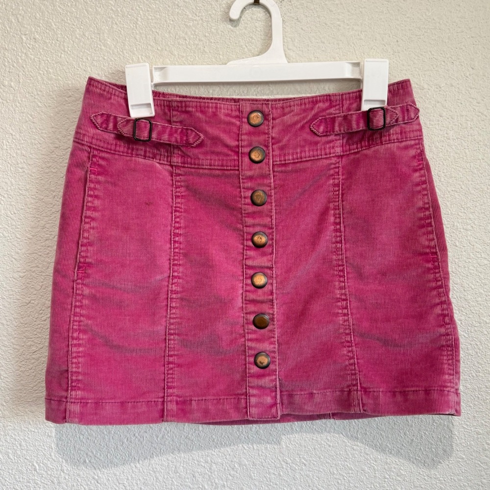 VTG GAP Pink Corduroy Button Front A-Line Mini Skirt Womens Size 2 Y2K Boho Fall